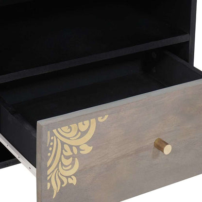 Mobile TV Grigio 80 x 33 x 46 cm Legno di mango massello | homemem39