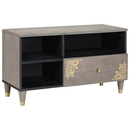 Mobile TV Grigio 80 x 33 x 46 cm Legno di mango massello | homemem39