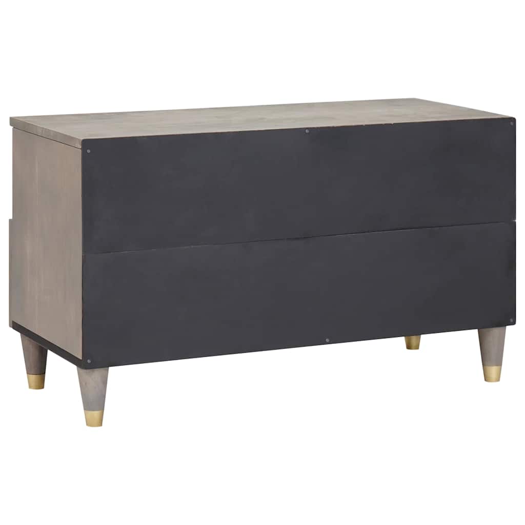 Mobile TV Grigio 80 x 33 x 46 cm Legno di mango massello | homemem39