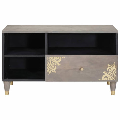 Mobile TV Grigio 80 x 33 x 46 cm Legno di mango massello | homemem39
