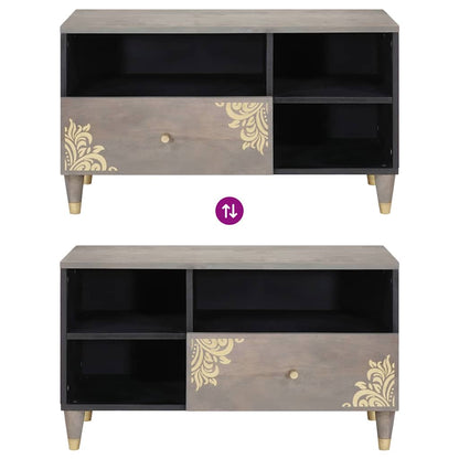 Mobile TV Grigio 80 x 33 x 46 cm Legno di mango massello | homemem39