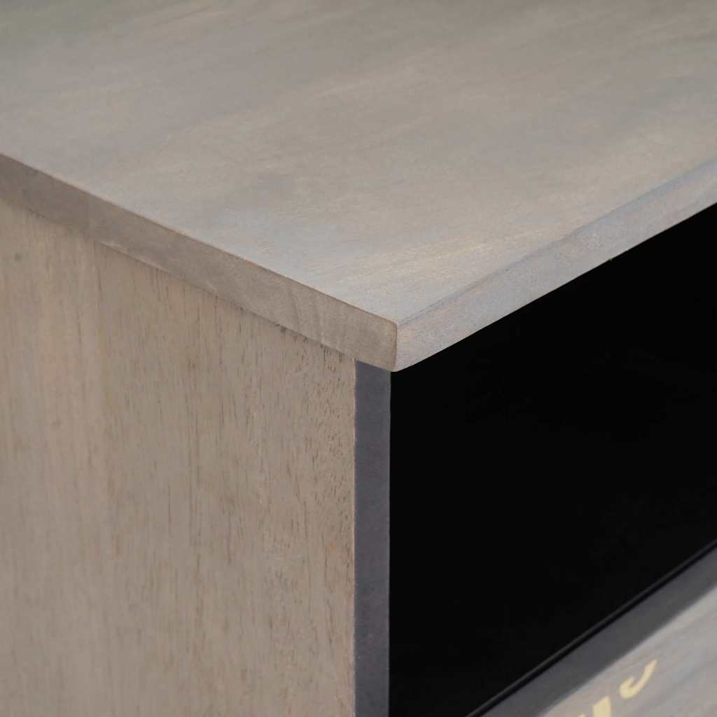 Mobile TV Grigio 100 x 33 x 46 cm Legno di mango massello