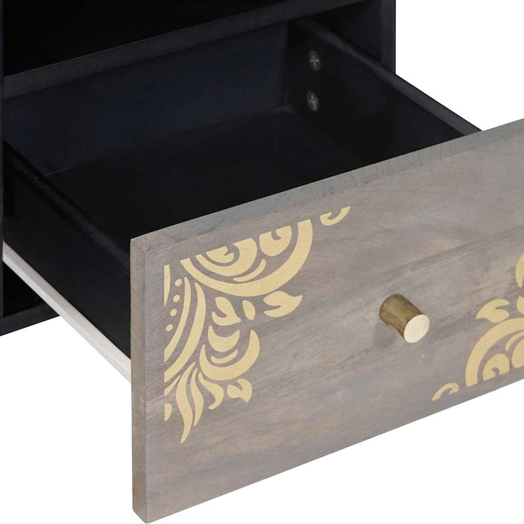 Mobile TV Grigio 100 x 33 x 46 cm Legno di mango massello