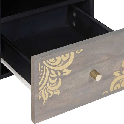 Mobile TV Grigio 100 x 33 x 46 cm Legno di mango massello