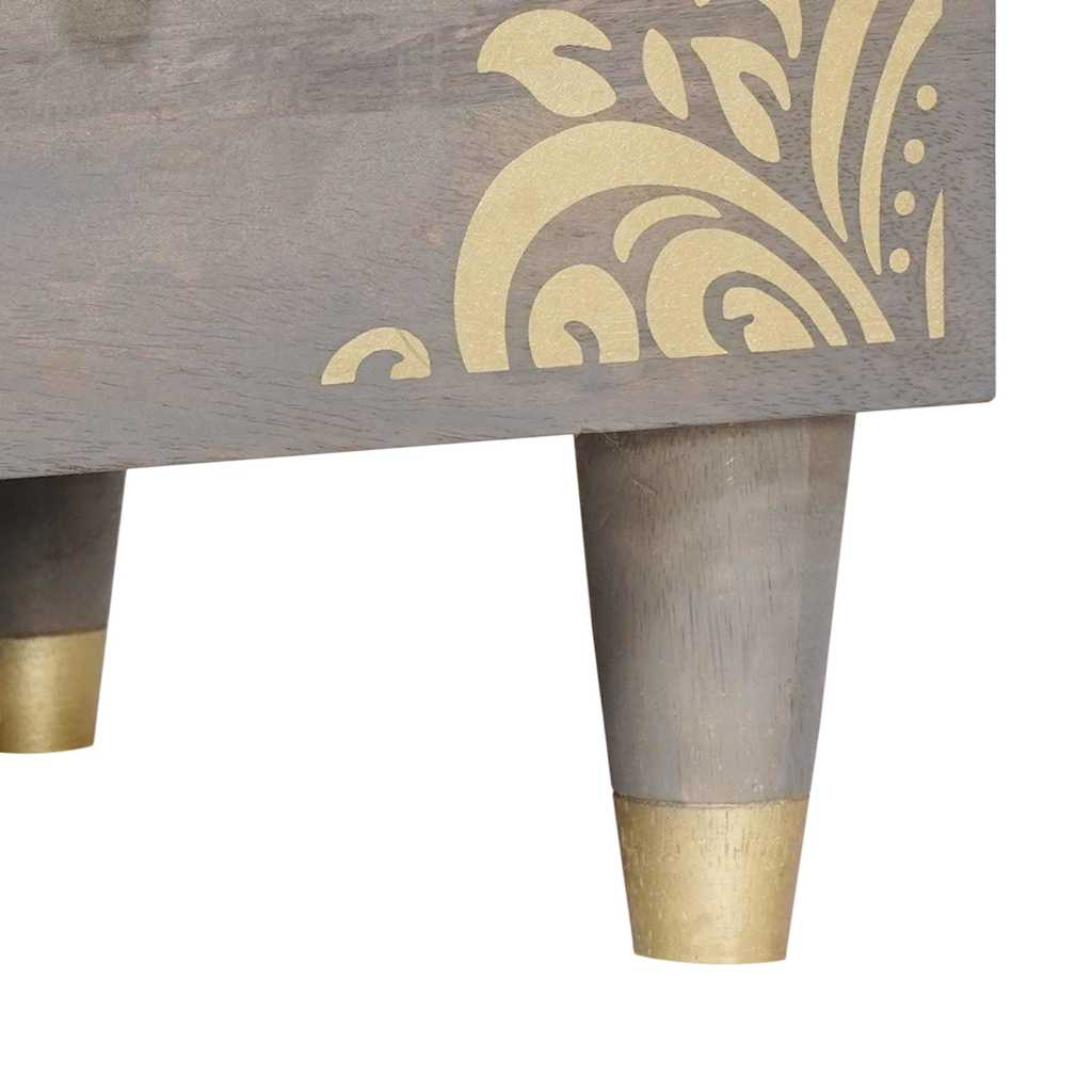 Mobile TV Grigio 100 x 33 x 46 cm Legno di mango massello