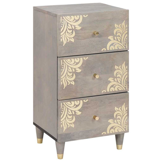 Credenza Grigio e Oro 40 x 33 x 75 cm Legno di mango massello | homemem39