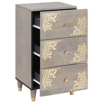 Credenza Grigio e Oro 40 x 33 x 75 cm Legno di mango massello | homemem39