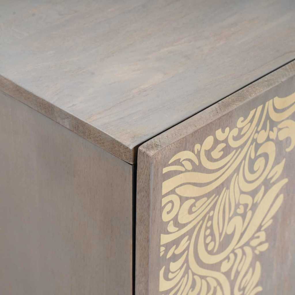 Credenza Grigio e Oro 40 x 33 x 75 cm Legno di mango massello | homemem39