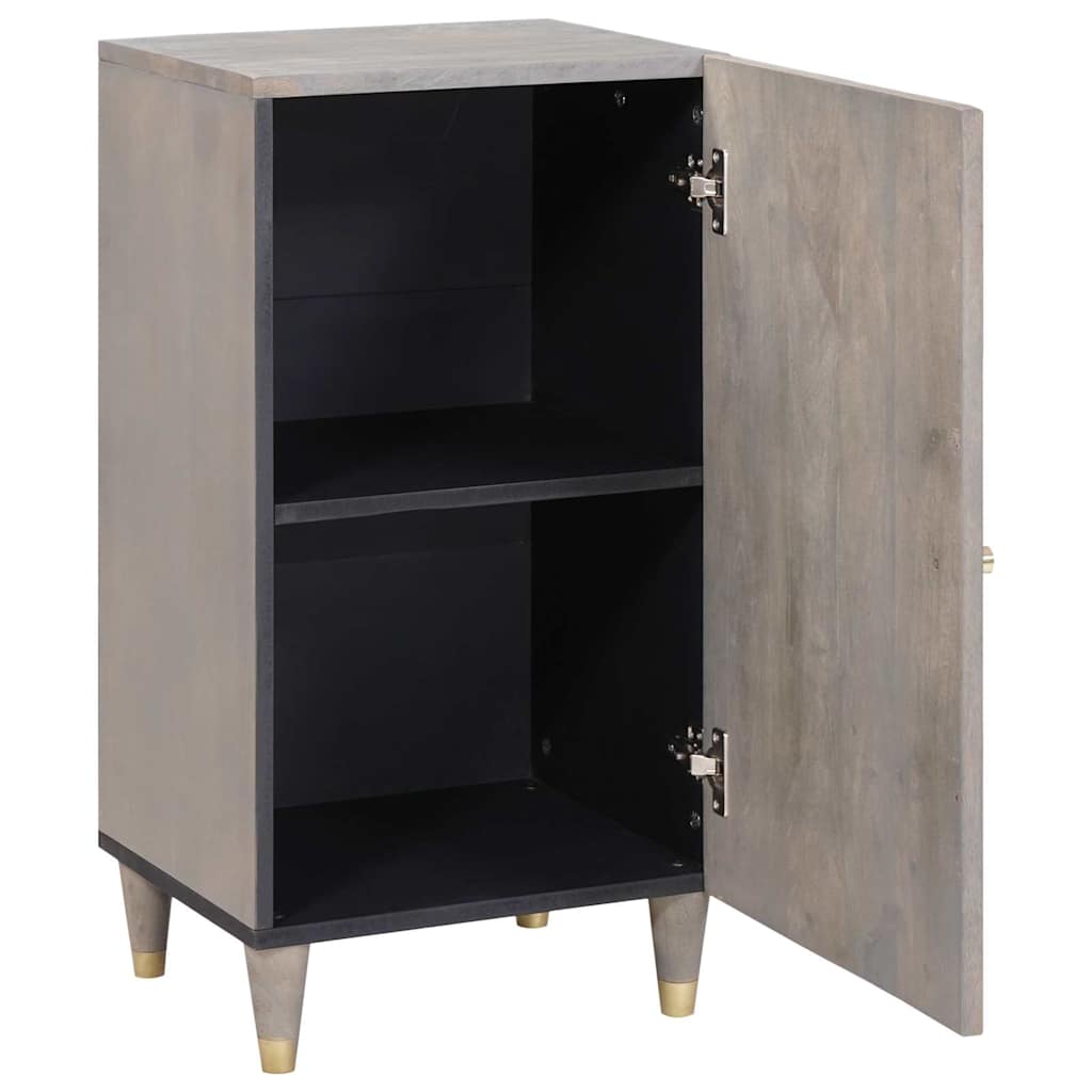 Credenza Grigio e Oro 40 x 33 x 75 cm Legno di mango massello