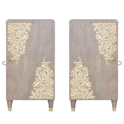 Credenza Grigio e Oro 40 x 33 x 75 cm Legno di mango massello | homemem39