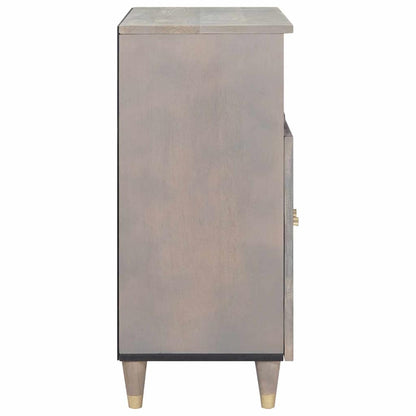 Credenza Grigio e Oro 60 x 33 x 75 cm Legno di mango massello