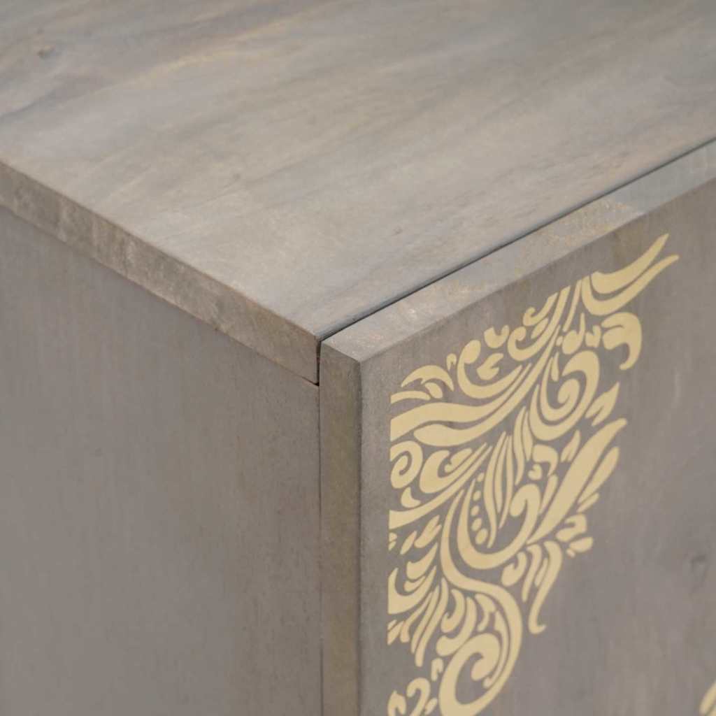 Credenza Grigio e Oro 60 x 33 x 75 cm Legno di mango massello | homemem39
