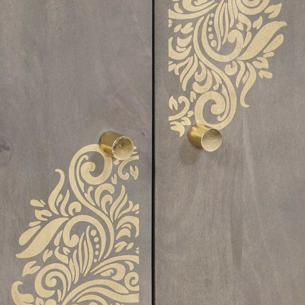 Credenza Grigio e Oro 60 x 33 x 75 cm Legno di mango massello | homemem39