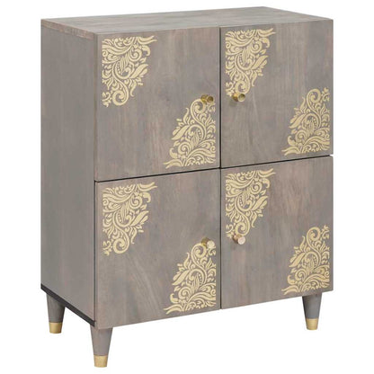Credenza Grigio e Oro 60 x 33 x 75 cm Legno di mango massello | homemem39