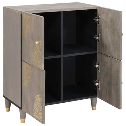 Credenza Grigio e Oro 60 x 33 x 75 cm Legno di mango massello | homemem39