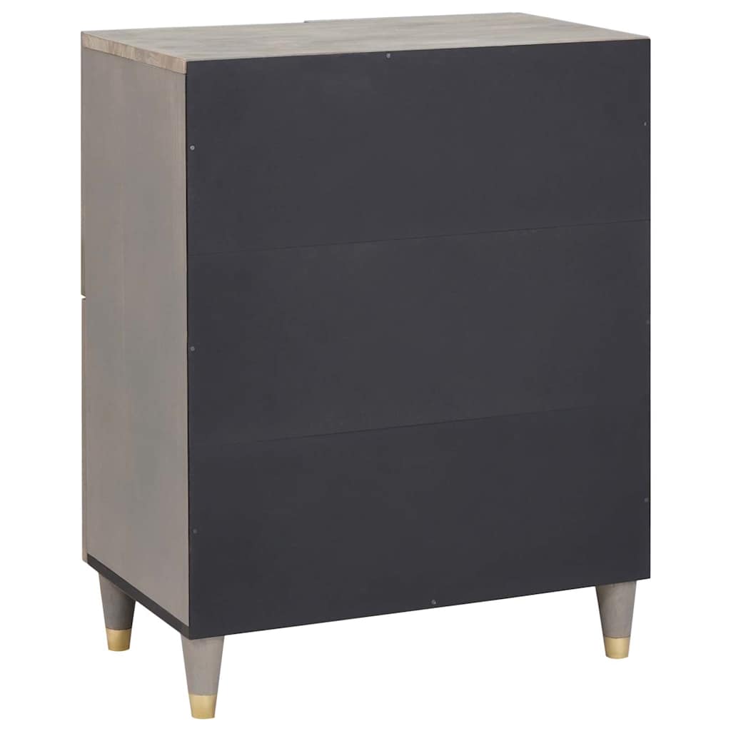 Credenza Grigio e Oro 60 x 33 x 75 cm Legno di mango massello