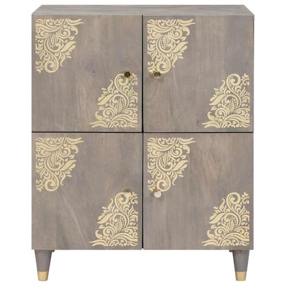 Credenza Grigio e Oro 60 x 33 x 75 cm Legno di mango massello