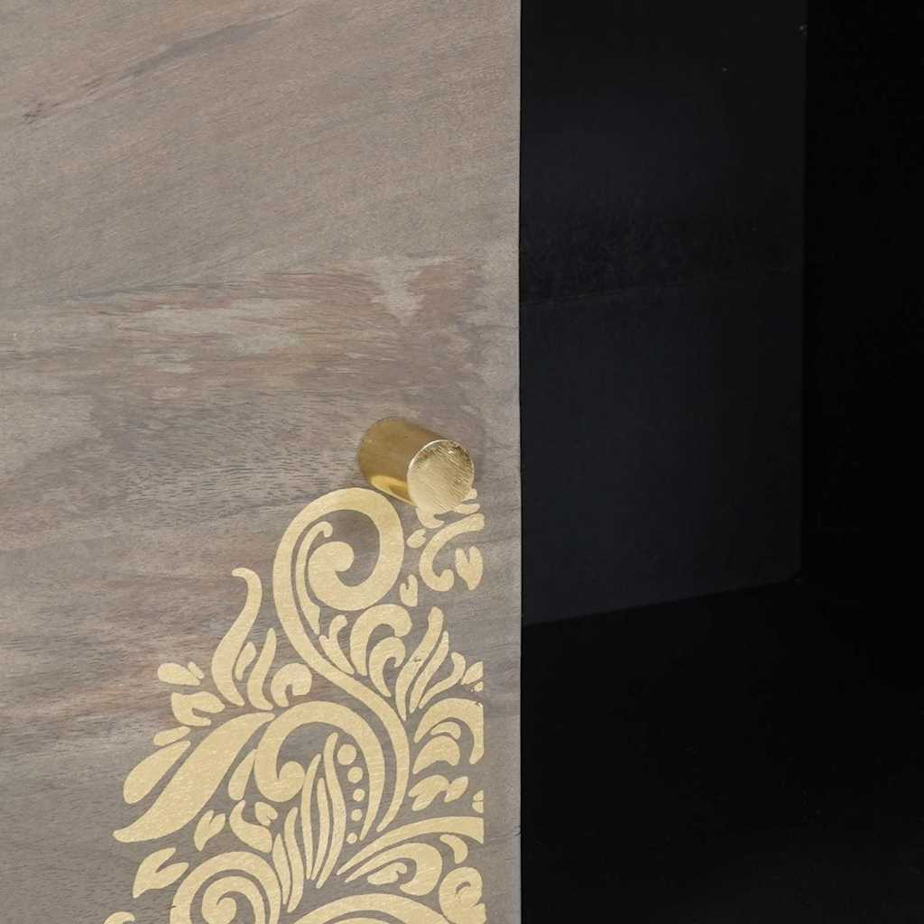Credenza Grigio e Oro 80 x 33 x 75 cm Legno di mango massello