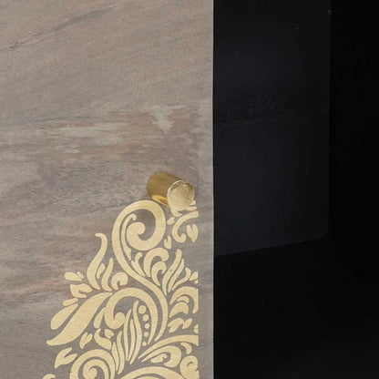 Credenza Grigio e Oro 80 x 33 x 75 cm Legno di mango massello
