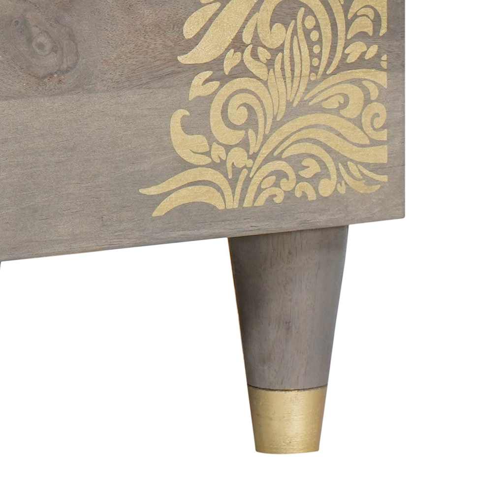Credenza Grigio e Oro 80 x 33 x 75 cm Legno di mango massello