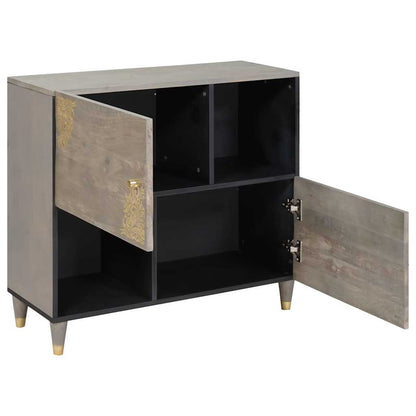 Credenza Grigio e Oro 80 x 33 x 75 cm Legno di mango massello