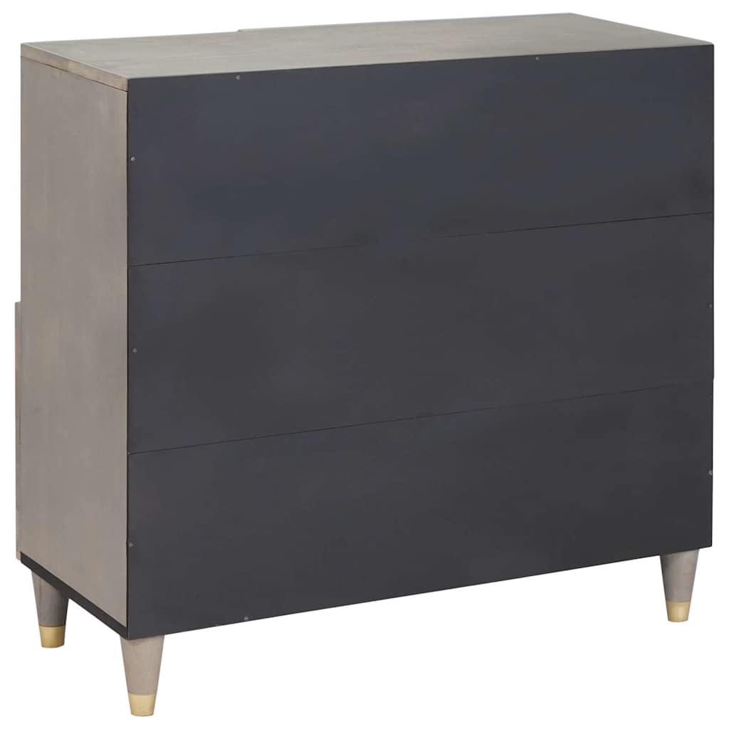Credenza Grigio e Oro 80 x 33 x 75 cm Legno di mango massello