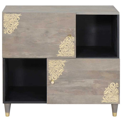 Credenza Grigio e Oro 80 x 33 x 75 cm Legno di mango massello
