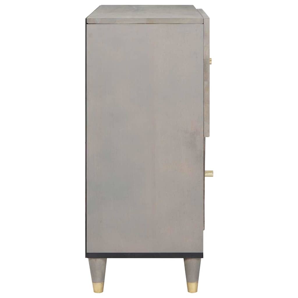 Credenza Grigio e Oro 80 x 33 x 75 cm Legno di mango massello