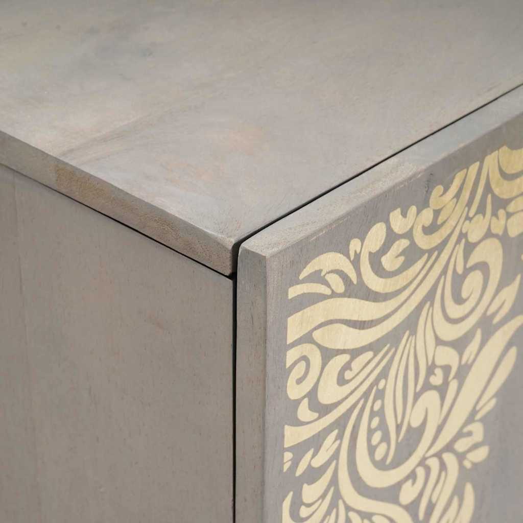 Credenza Grigio e Oro 90 x 33 x 75 cm Legno di mango massello