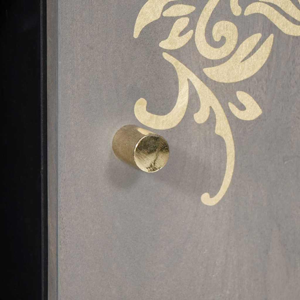 Credenza Grigio e Oro 90 x 33 x 75 cm Legno di mango massello