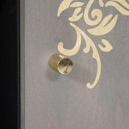 Credenza Grigio e Oro 90 x 33 x 75 cm Legno di mango massello