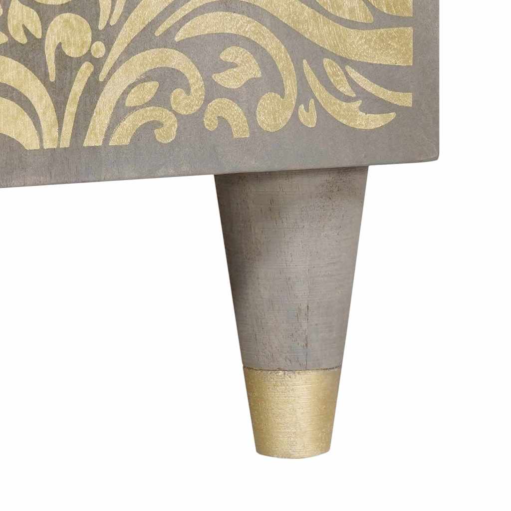 Credenza Grigio e Oro 90 x 33 x 75 cm Legno di mango massello