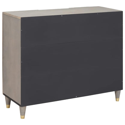 Credenza Grigio e Oro 90 x 33 x 75 cm Legno di mango massello