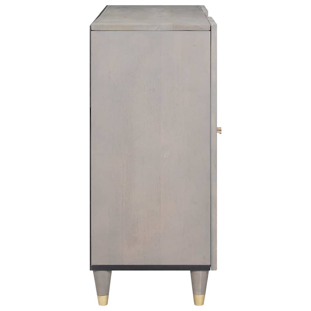Credenza Grigio e Oro 90 x 33 x 75 cm Legno di mango massello