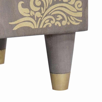 Credenza Grigio e Oro 40 x 33 x 110 cm Legno di mango massello