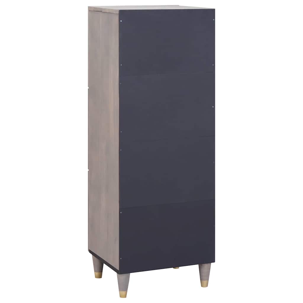 Credenza Grigio e Oro 40 x 33 x 110 cm Legno di mango massello