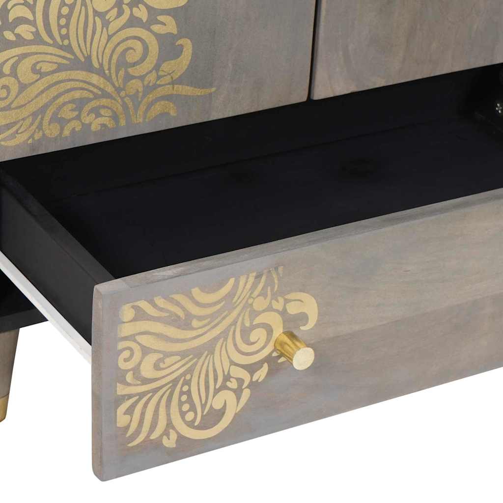 Credenza Grigio e Oro 60 x 33 x 100 cm Legno di mango massello | homemem39