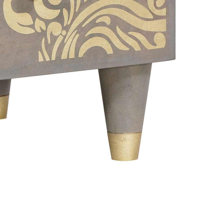 Credenza Grigio e Oro 60 x 33 x 100 cm Legno di mango massello