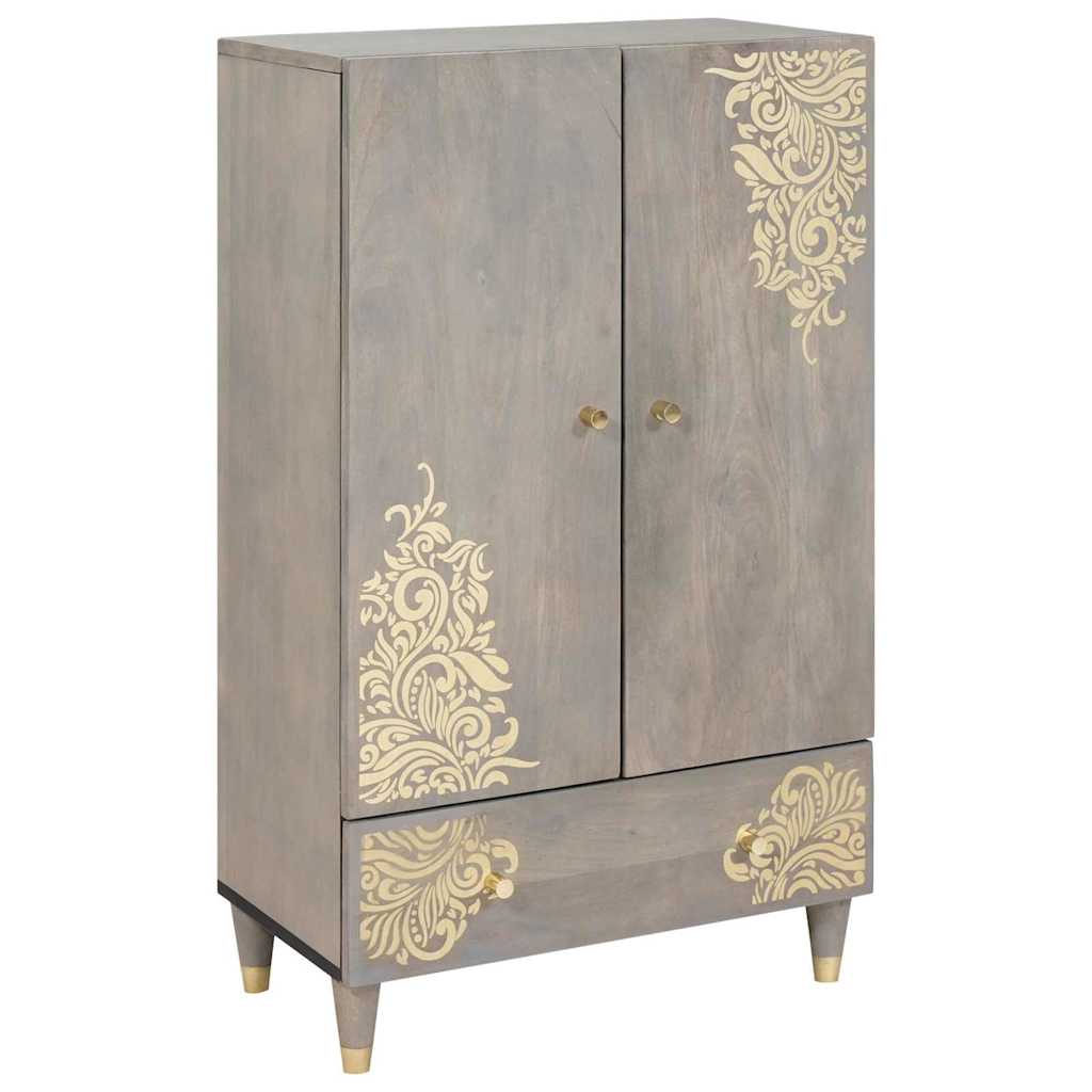 Credenza Grigio e Oro 60 x 33 x 100 cm Legno di mango massello | homemem39