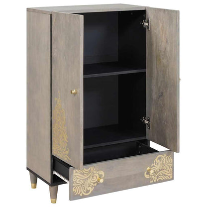 Credenza Grigio e Oro 60 x 33 x 100 cm Legno di mango massello | homemem39