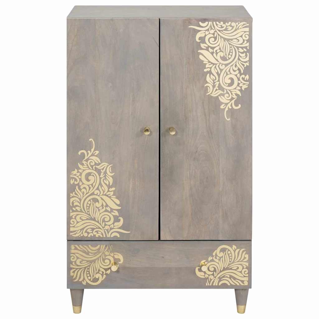 Credenza Grigio e Oro 60 x 33 x 100 cm Legno di mango massello | homemem39