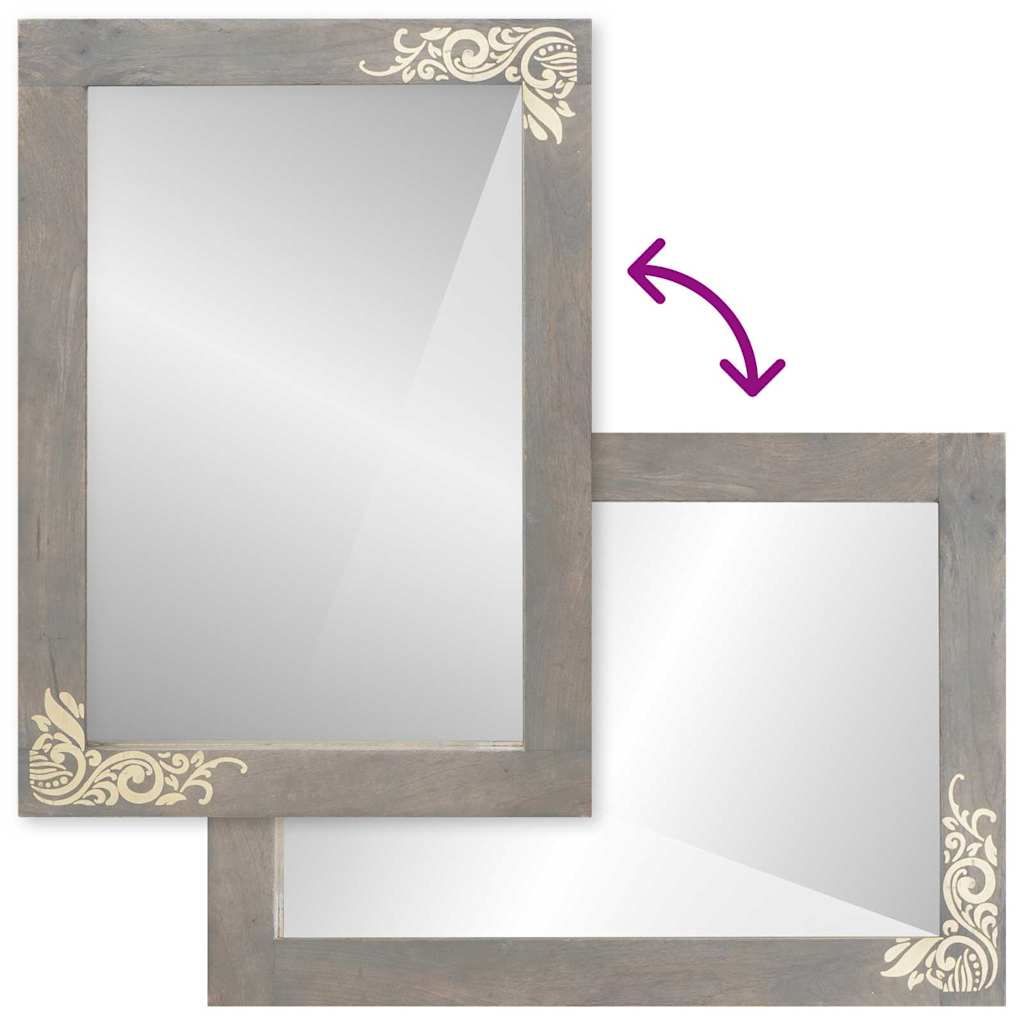 Specchio da bagno con specchio Grigio 70 x 50 x 2,5 cm | homemem39