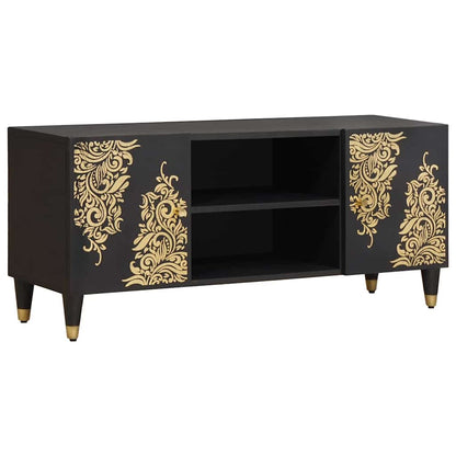 Mobile TV Nero 105 x 33 x 46 cm Legno di mango massello