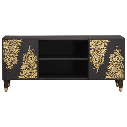 Mobile TV Nero 105 x 33 x 46 cm Legno di mango massello