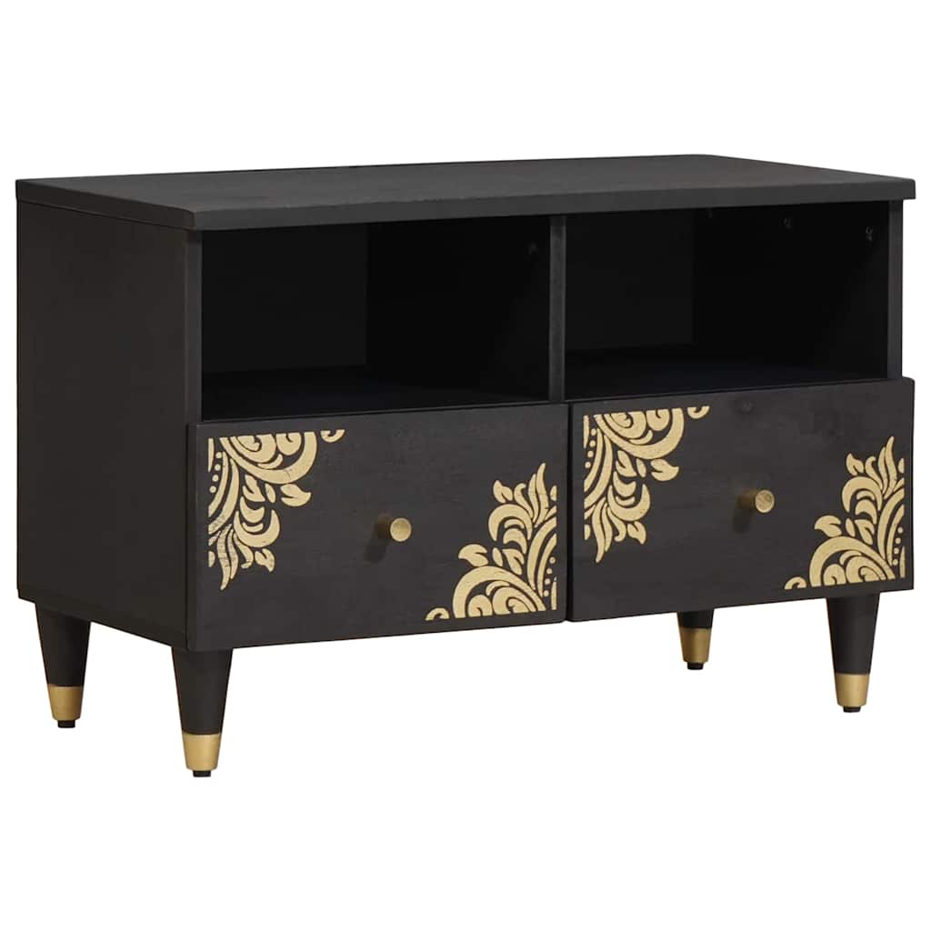 Mobile TV Nero 70 x 33 x 46 cm Legno di mango massello | homemem39