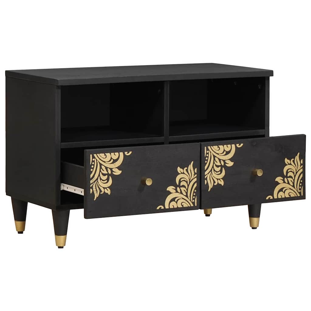 Mobile TV Nero 70 x 33 x 46 cm Legno di mango massello | homemem39