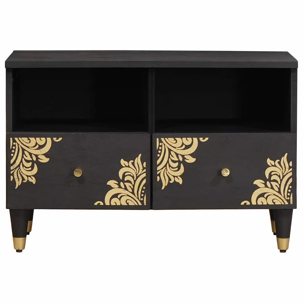 Mobile TV Nero 70 x 33 x 46 cm Legno di mango massello | homemem39