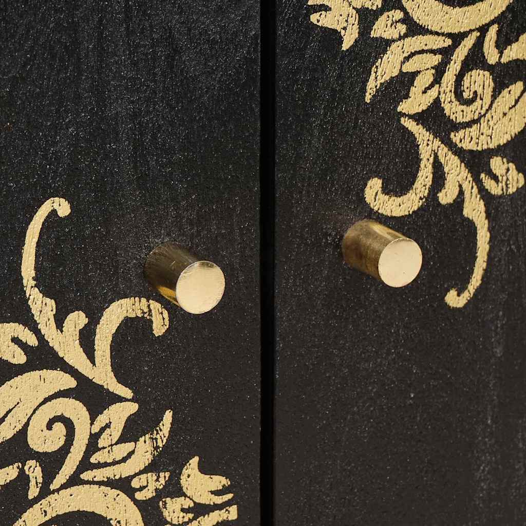 Credenza Nero 60 x 33 x 75 cm Legno di mango massello