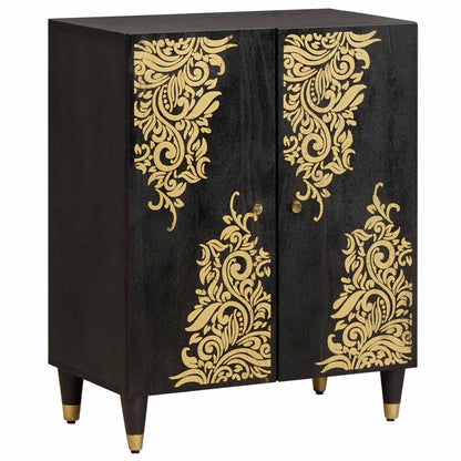 Credenza Nero 60 x 33 x 75 cm Legno di mango massello