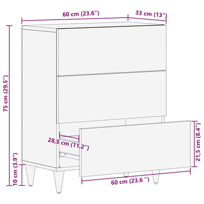 Credenza Nero 60 x 33 x 75 cm Legno di mango massello